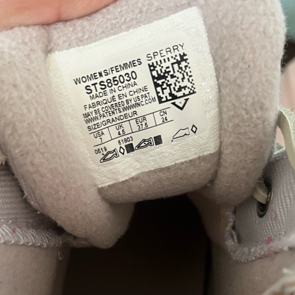 Sperry Top Sider Waterproof Duck Boots Pink Ivory Gold Zip Women 7, WORN - Picture 5 of 9